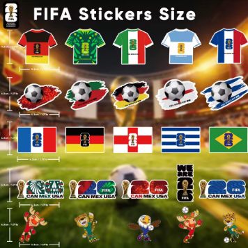 FIFA 2026 Official Trophy & Mascot Stickers Soccer Fan Souvenir