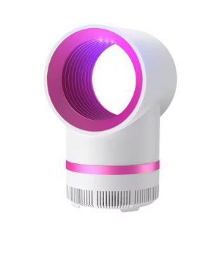 White and purple circular device on a white background